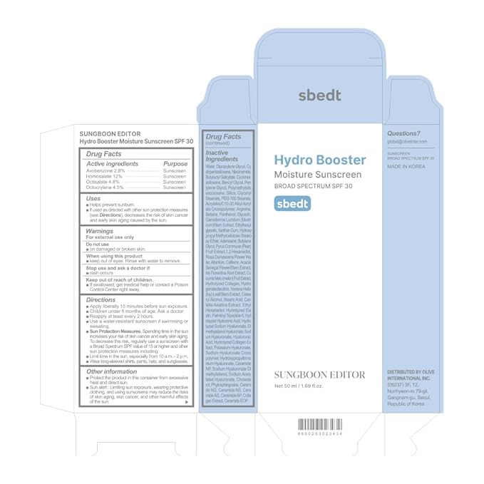 SUNGBOON EDITOR Hydro Booster Sunscreen, SPF 30, Non-Greasy, Lightweight, Hydrating Korean Sunscreen for Face with No White Cast, Travel Essentials, 50ml, 1.69 fl.oz