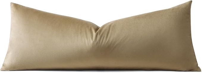 Artscope Luxury Velvet Lumbar Pillow Cover Super Soft Decorative Rectangle Throw Pillow Covers Case Cushion Covers for Sofa Couch Bedroom Car Decor 14x36 Inch Tan