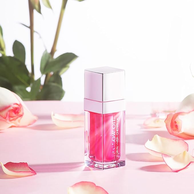 Hydrating Lip Glow Oil Moisturizing Plumping Lip Tint Lip Gloss Transparent Lip Balm Long Lasting Nourishing Repairing Lightening Lip Lines (015# CHERRY)