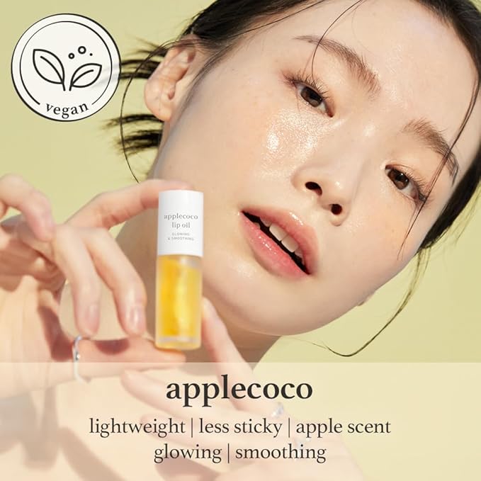 NOONI Korean Lip Oil - Applecoco | Long-Lasting, Moisturizing, Plumping, Revitalizing for Dry Lips, Waterproof, No Peel Off, Hydrating, Nourishing Crystal Clear, Stocking Stuffers, 0.12 FL Oz