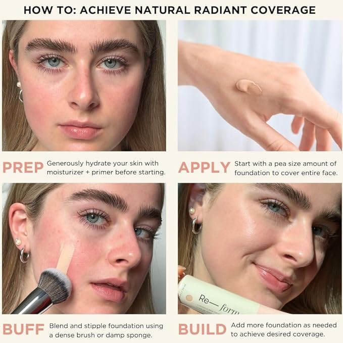 HALEYS Re-form Luminous Skin Foundation+Re-fine Primer 0.25oz, VEGAN, Blurs, Conceals, Blendable, Buildable Med-Full Coverage, Weightless, Oil-free, All-Day Wear, Hyaluronic Acid, All skin types(4.25)