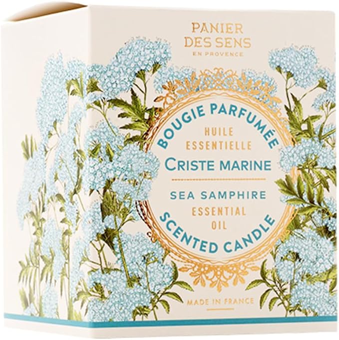 Panier des Sens Sea Samphire Long-Lasting Scented Candle, 6.3 oz | Hand-Poured In Provence | Up To 55 Hours Burn Time | 100% Natural Cotton Wick | Long-Lasting French Home Fragrance