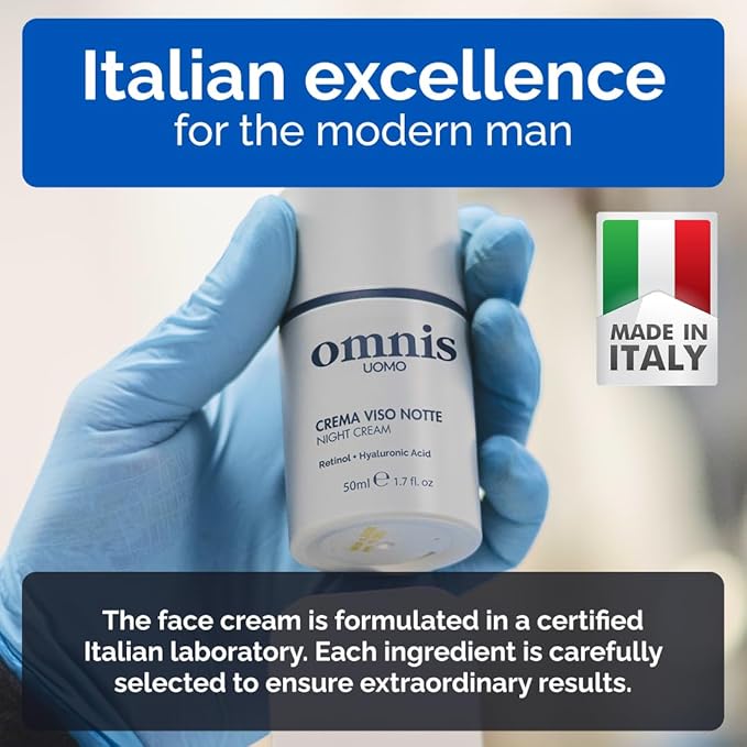 Omnis Uomo Face Cream – Moisturizer with Retinol and Hyaluronic Acid, Refreshing Effect, Reduces Wrinkles and Dark Spots, Improves Skin Elasticity and Radiance