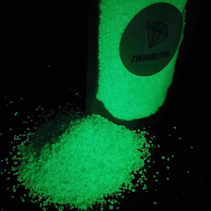 TWINKLING Glow in The Dark Crushed Glass, Broken Glass Glitter, Glow in The Dark Stones Gems Chips for DIY Resin Art Epoxy Crafts, Nail Art, Jewelry Making, Geode Painting, 0.85mm(100g) (Blue)