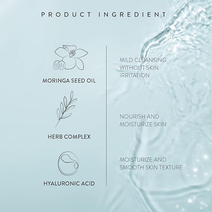 VIDIVICI Face Clear Perfect Cleansing Foam – Gentle Face Wash with Hyaluronic Acid and Moringa Seed Oil – Hydrating Foaming Cleanser – Soft, Fluffy Foam 4.06oz