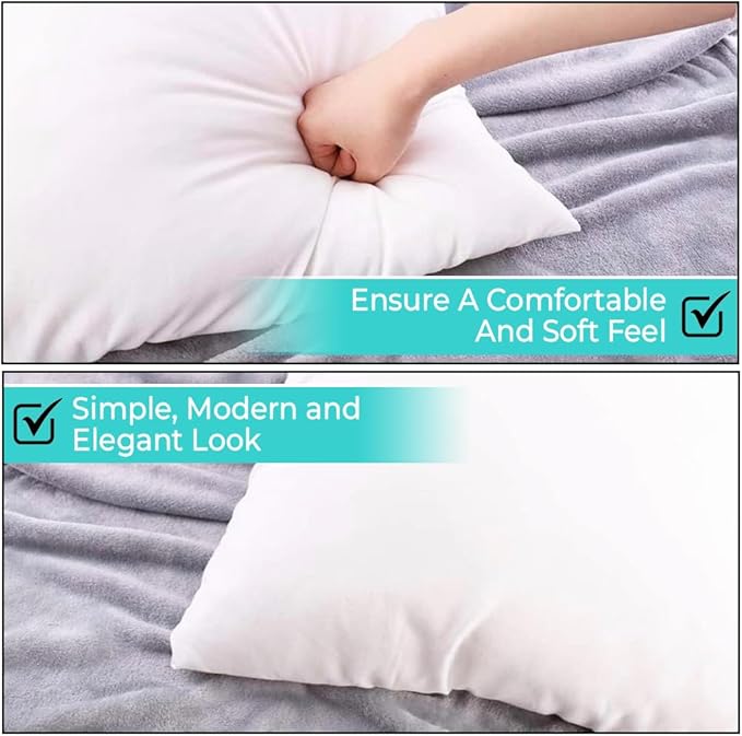 QUBA LINEN Throw Pillow Inserts (Set of 2, White), 16x16 Inches - Premium Cushion Fillers for Sofa, Bed, and Home Décor (16x16 Inch (Pack of 2))