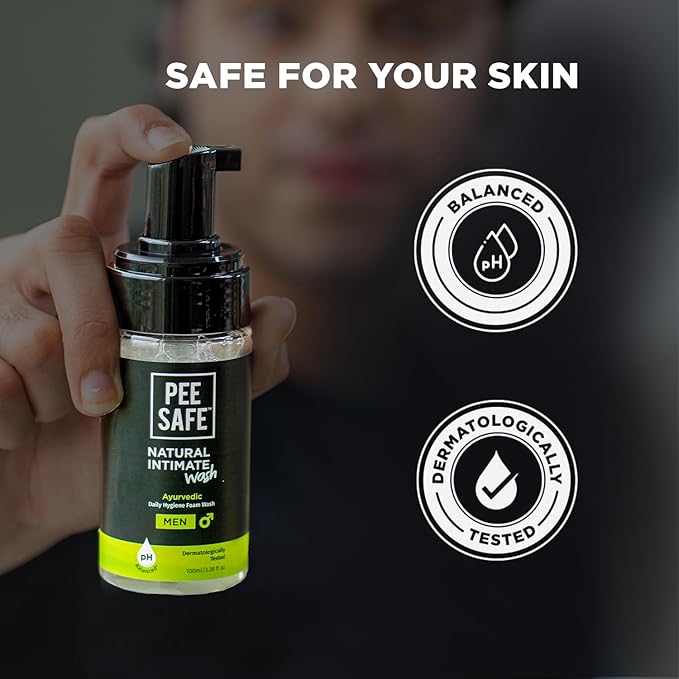 Pee Safe Men's Intimate Wash with Tea Tree Oil, pH Balanced Ball Wash for Men, Gentle Daily Male Hygiene Cleanser, Natural Intimate Wash for Men, Jabon Intimo Para Hombre