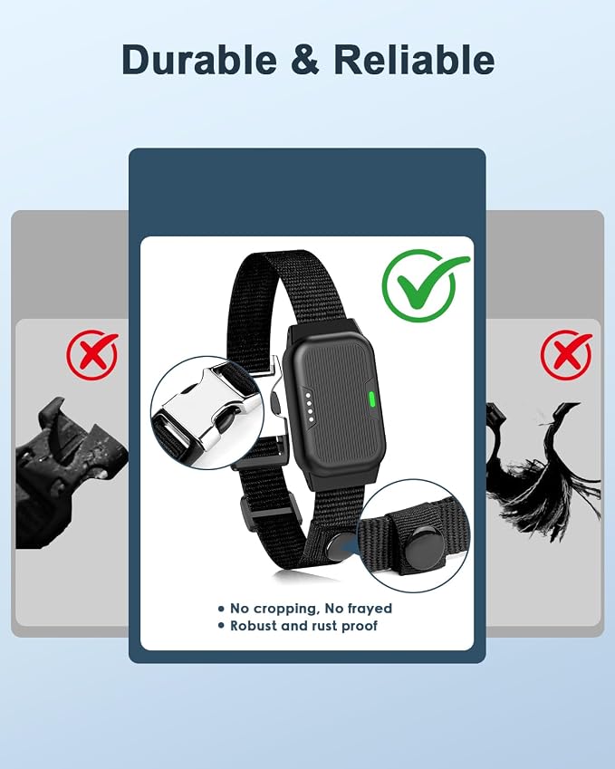 Shock Collar for Dogs, Dog Training Collar with Remote Control | IP67 Waterproof Receiver, Beep, Vibration, Safe Static Modes, Rechargeable,Adjustable Fit for 15–110 lb Dogs