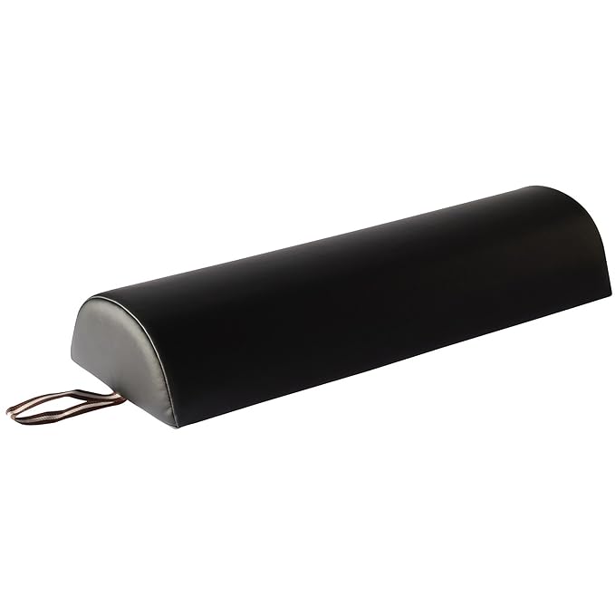 Master Massage 6"x26" Large Half Round Bolster Pillow – Black, Semi-Round Cushion for Massage Tables, Yoga, and Physical Therapy