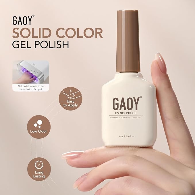 GAOY Gel Nail Polish, 16ml Soak Off Gel Polish, UV Light Cure for Nail Art DIY Manicure at Home, 2046 Beige