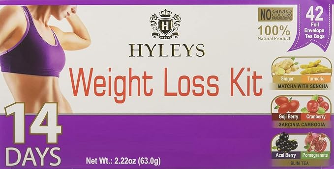 HYLEYS 14 Day Weight Loss Tea – 42 Tea Bags – Garcinia Cambogia, Matcha Green Tea, Senna & Natural Flavors – Supports Weight Loss, Digestion & Metabolism