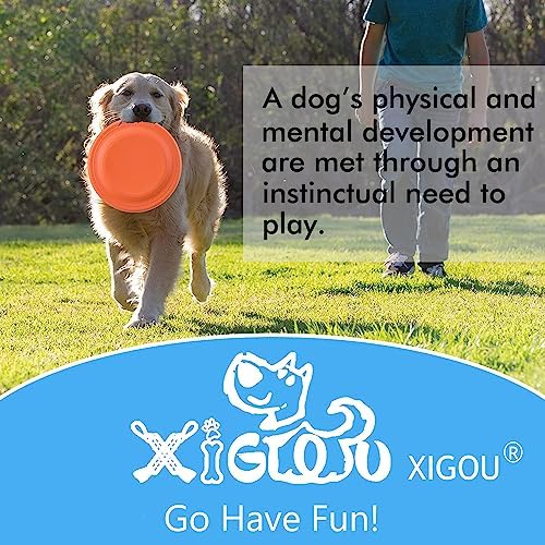 XIGOU Dog Flying Disc (2 Pack) - Durable Rubber Flying Disc Dog Toy - 9.25" Indestructible Rubber Dog Fetch Toy - Puncture Resistant & Bite Resistant Extremely - for Medium Large Dogs