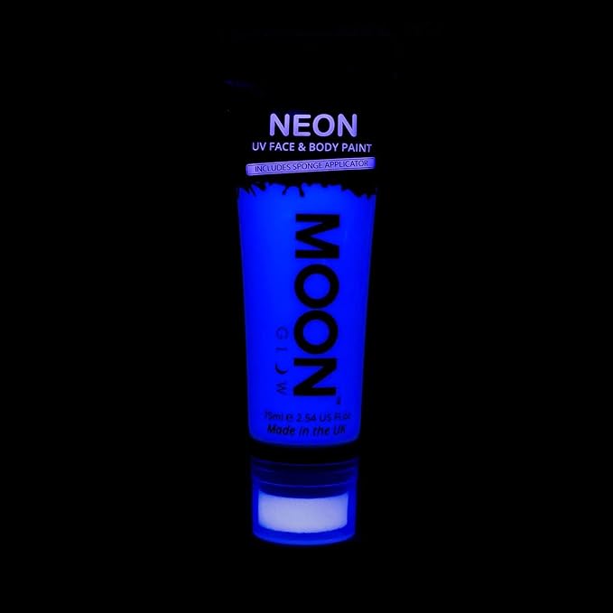 Moon Glow Supersize 2.54oz Blacklight Neon UV Face & Body Paint - Intense Blue - with Sponge applicator