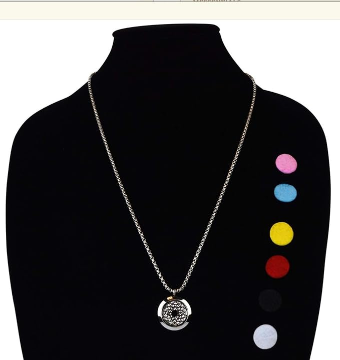 mEssentials Sunflower Essential Oil Diffuser Necklace Gift Set - Includes Aromatherapy Pendant, 24" Stainless Steel Chain, Refill Pads and 1-10ml Bottle of Inner Calm 100% Essential Oil
