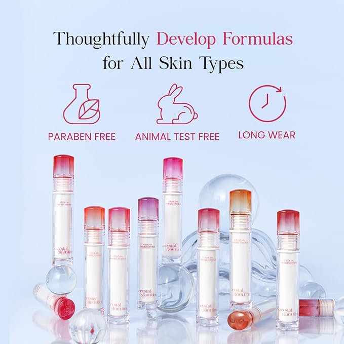 CLIO Crystal Glam Tint |Glossy Finish, Lightweight, Weightless, Buildable, Glass-Like, Smoothing, Long-Lasting, Vivid, Transparent, Shiny, Moisturizing, Hydrating (05 Fresh Cherry)
