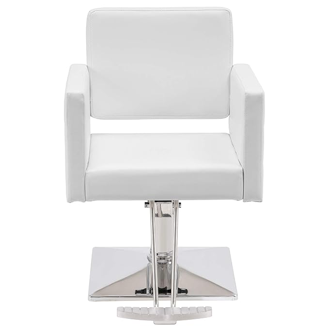 BarberPub Salon Chair for Hair Stylist, Hydraulic Stylist Chair, Adjustable Height, PVC Leather, 360 Degrees Swivel, Barbershop, Home Salon, Adult 8821 (Pure White)