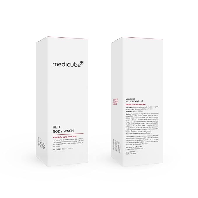 medicube Red Body Wash 14.10 Fl.oz I Low pH and Hydrating Cleanser with Salicylic Acid, Lactic Acid, Niacinamide and Hyaluronic Acid Suitable for Bacne Treatment | Korean Skin Care