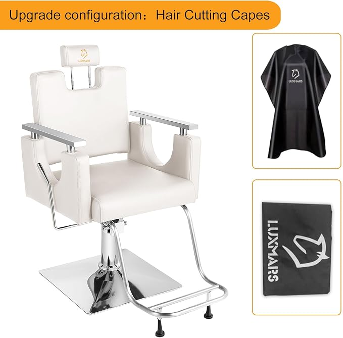 Heavy Duty Barber Chair, 360° Swivel Reclining Salon Chair for Hair Stylist, Height Adjustable Hydraulic Hairdressing Chair with Footrest for Barber Shop, Beauty Salon, Hairdressers