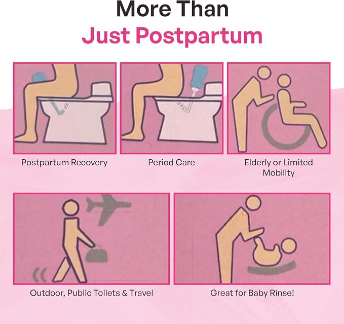 Portable Bidet Bottle for Women - Personal Upside Down Peri Bottle for Feminine Hygiene, Postpartum & Period Care with Angled Sprayer & Storage Bag - Perfect for Travel & New Moms (10 oz)