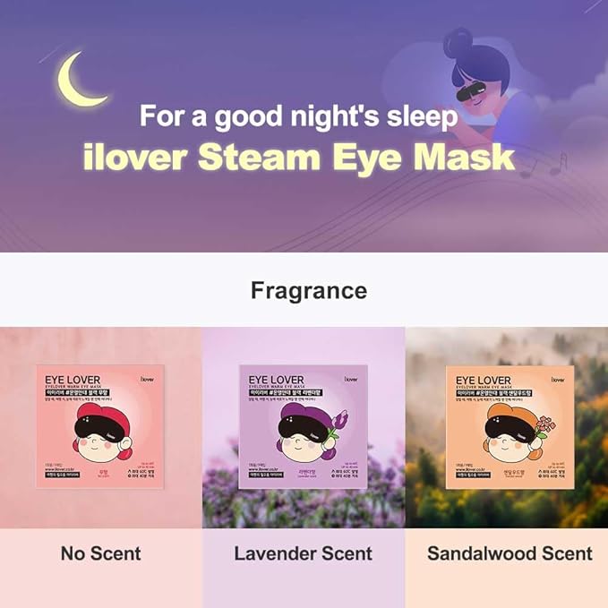 iLover Eye Mask for Sleeping Lavender Scent 10(EA) Warm Steam, Traveling, Relaxing and Tiredness Instantly Warm Helps Eye Injuries, relieves Dry Eyes.