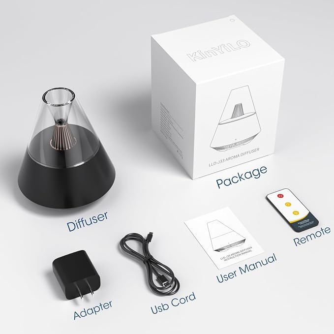 Ultrasonic Essential Oil Diffuser, 150ML Modern Aromatherapy Diffuser with Candle Light, 2 Mist Mode, Remote Control, Auto-Off, Small Cool Mist Humidifier for Home Bedroom Office Yoga, Black