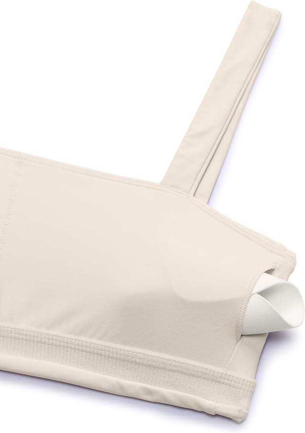 CRZ YOGA Butterlift Minimal Square Sports Bras for Women - Padded Supportive Wide Straps Yoga Workout Top