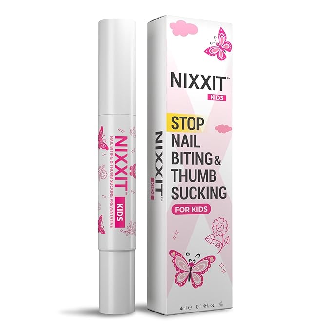 NIXXIT Nail Biting Treatment for Kids – Pink Pen for Girls – Stop Thumb Sucking – Bitter Nail Polish Pen – No Gloss – Safe & Effective for Toddlers, Children, and Teens