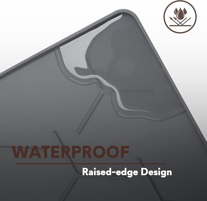 Garoopion Silicone Cat Litter Mat Large 40" X 28", Easy to Clean, Dark Gray | Large Size Waterproof Silicone Mat with Raised Edges, Catch Litter, Protect Floor from Urine, Multi-Use for Dog/Sink/Kitchen