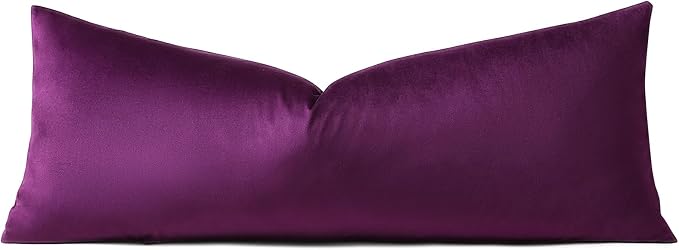 Artscope Luxury Velvet Lumbar Pillow Cover Super Soft Decorative Rectangle Throw Pillow Covers Case Cushion Covers for Sofa Couch Bedroom Car Decor 14x36 Inch Eggplant Purple