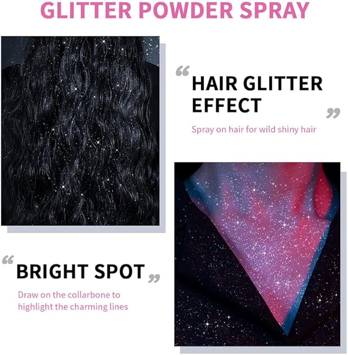 Body Glitter Spray, Perfect Music Festival Stage Sparkly Makeup and Festival Rave Glitter Spray for Hair and Body. (1 Pcs /60 ML)