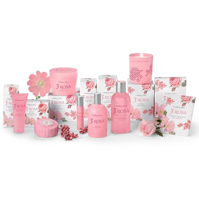 L'Erbolario Body Cream - Moisturizing Body Butter for Dry Skin - Prevents Skin Aging - Firming Skin Care with Floral and Spicy Scent - 3 Rosa - 6.7 oz