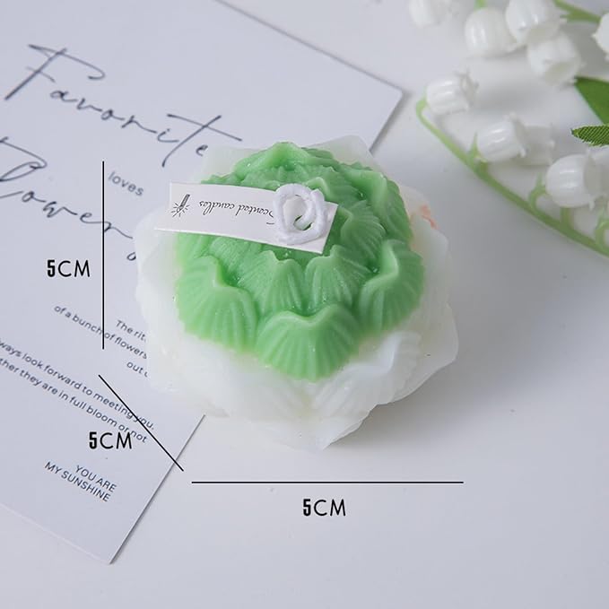 Lotus Flower Shaped Scented Candle,70G Handmade Soy Wax Aroma Aesthetic Decorative Candle for Table Photo Prop,Prefect Gift for Meditation Stress Relief Mood Boosting Bath Yoga (Green)