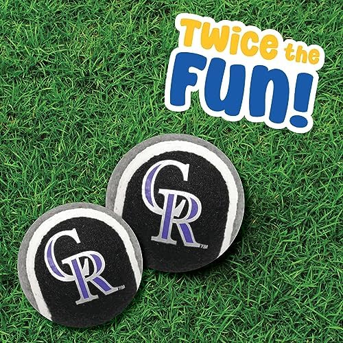 MLB Colorado Rockies TENNIS BALLS for DOGS & CATS - 2 piece set with Team Logo in Vibrant Team Color