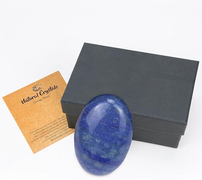 MAIBAOTA 2.4" Large Blue Aventurine Crystal Stone Polished Palm Stone Healing Crystals 0.7" Thick Natural Reiki Gemstone Worry Stone Energy Balancing Anxiety Stress Relief Meditation 1 Pc