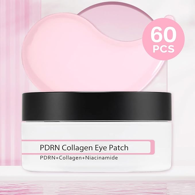 60 Pcs PDRN Collagen Eye Patches, Cooling Under Eye Patches for Puffy Eyes, Dark Circles, Fine Lines & Anti Wrinkle, with Niacinamide Hydra-Gel Collagen, Mothers Day Gifts
