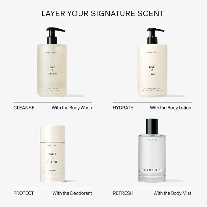 Salt & Stone Body Mist, Neroli & Basil Scent, Skincare Infused Perfume Hair & Body Spray for Women and Men, Hydrating Fragrance with Glycerin and Red Algae, Vegan, Cruelty Free, 3.4 fl oz