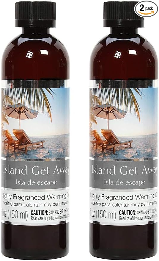 Hosley Island Getaway Fragrance Warming Oils, Set of 2, 5oz Each. Ideal Gift for Weddings, spa, Reiki, Meditation, Bathroom Settings.P1
