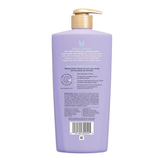 Jergens Shea Fusion Lavender Dreams Body Lotion, Scented Lotion, Moisturizer with Shea Butter and Vitamin E, 14 Fl Oz