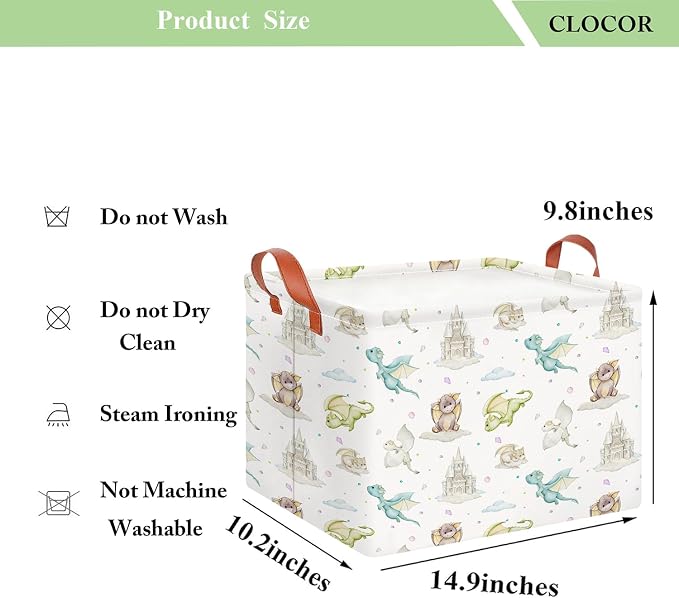 CLOCOR Rectangular Storage Bin,Waterproof Books Box,Gift Basket(Dinosaur)