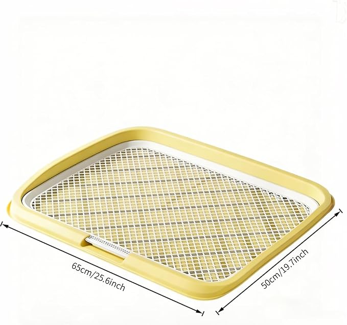 Dog Potty Tray with Guide Pillar, 25.6"x19.7" Large Indoor Pet Pee Pad Holder, Heavy Duty Dog Litter Box, Removable & Washable Puppy Training Toilet for Housebreaking Supplies (Yellow)