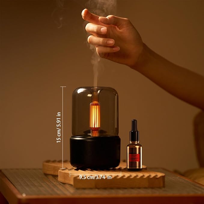 LONCIN Essential Oil Diffuser, 150ml Aromatherapy Diffuser with Auto Shut-Off Function, Ultrasonic Diffusers for Essential Oils, Cool Mist Humidifier with Warm Lights, for Home & Office-Black