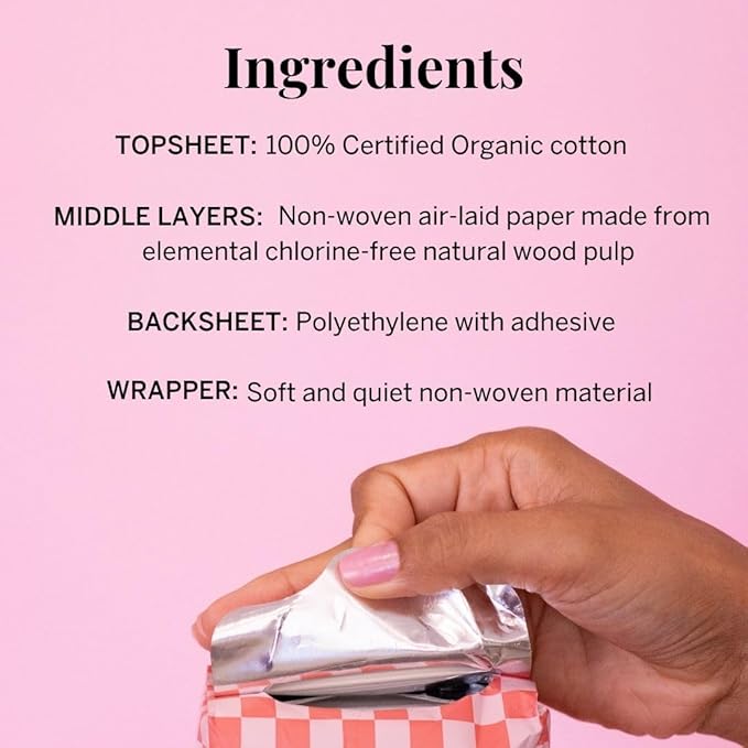 Pixie Organic Cotton Ultra Thin Postpartum Pads for Women - Extra Heavy Absorbency with Wings - Leak-Proof, Hypoallergenic & Unscented for Feminine Care - Compostable, Biodegradable - 12 Count