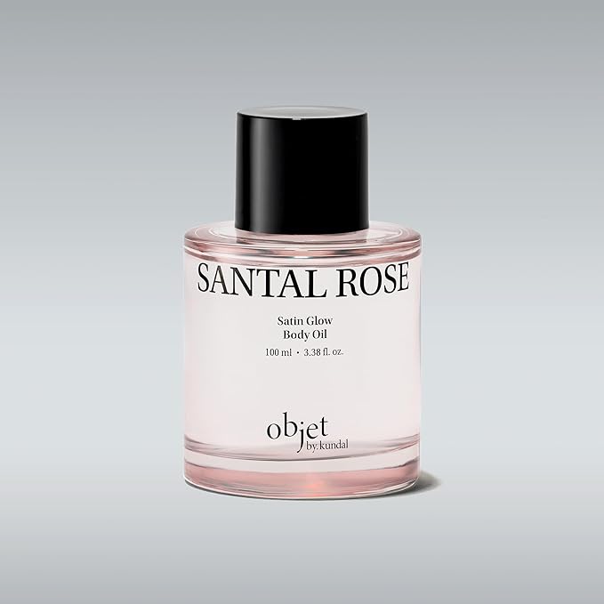 KUNDAL Objet Satin Glow Body Oil, Lightweight Body Oil with 11 Peptides, Vitamin C & E, and Succinic Acid for All Skin Types, 100ml, Santal Rose