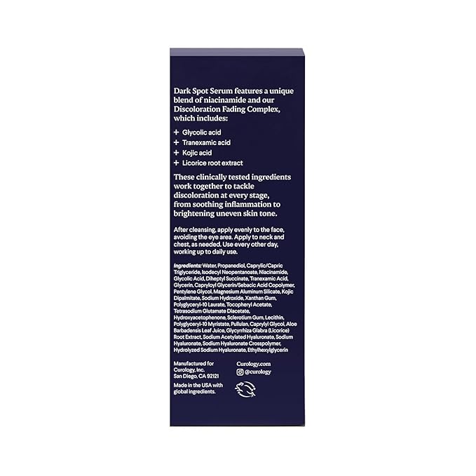 Curology Dark Spot Facial Serum, Discoloration Fading Serum, for Post Acne Marks and Sunspots, 1 fl oz