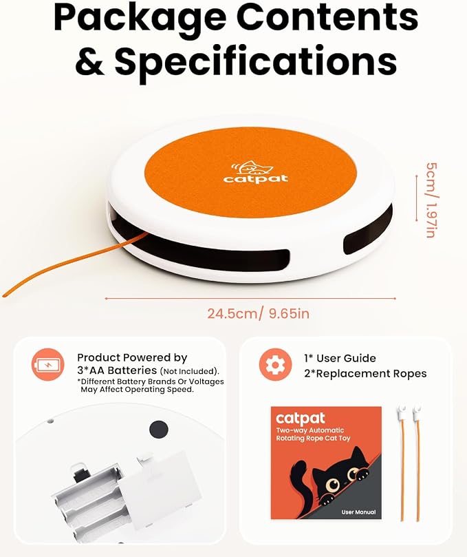 Automatic Interactive Cat String Toys for Indoor Cats | Auto Sleep/Restart Modes, Tap to Wake, Battery Powered, Self Play Toy, Replaceable, Hunting & Daily Exercise