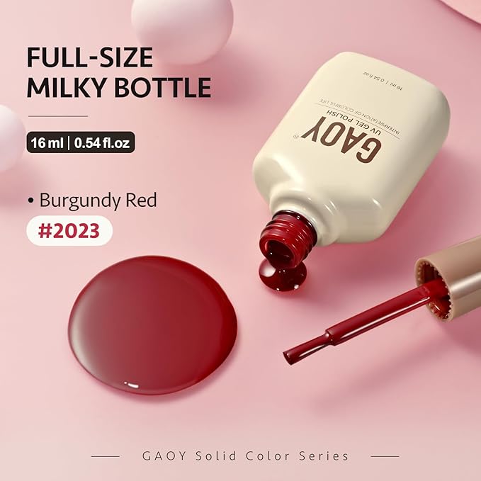 GAOY Red Gel Nail Polish, 16ml Soak Off Gel Polish, UV Light Cure for Nail Art DIY Manicure at Home, 2023 Burgundy Red