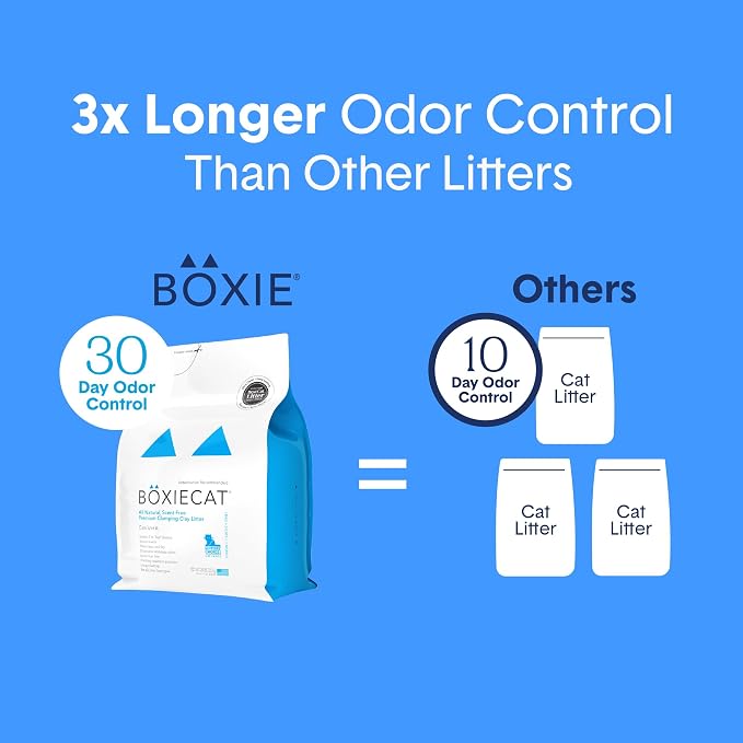Boxie Premium Unscented Clumping Cat Litter 30+ Day Odor Control 28 lb