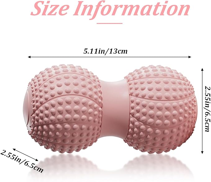 Peanut Massage Ball for Deep Tissue, Trigger Point Therapy, Myofascial Release – Double Lacrosse Foam Roller for Back, Neck, Foot, Muscle Relief, Yoga & Physical Recovery (Pink)