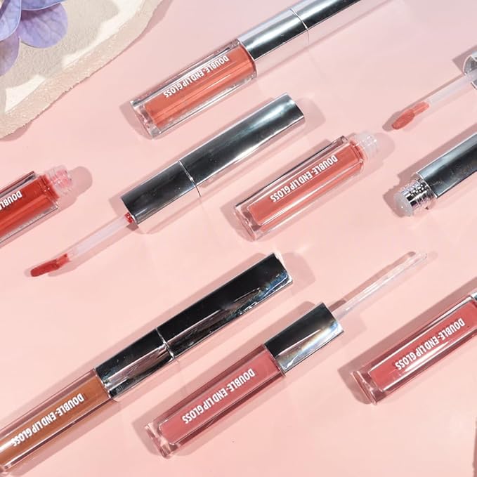 2-in-1 Matte Liquid Lipstick & Clear Lip Gloss, Long Lasting Waterproof Smudge Proof 24 Hour Lip Color Stain, Non Stick & Non Fading, Vegan Matte Makeup Lip Stain for Women,Coral Orange #04