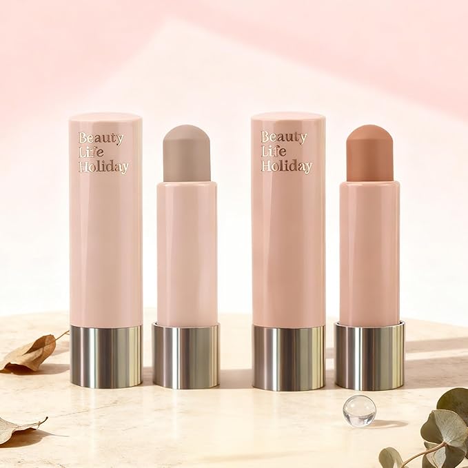 2 PCS Warm and Cool Toned Contour Stick, Natural Matte Cream Contour Stick, Lightweight and Smooth Cream Bronzer Stick for Face Shaping Contouring Makeup, 01+02